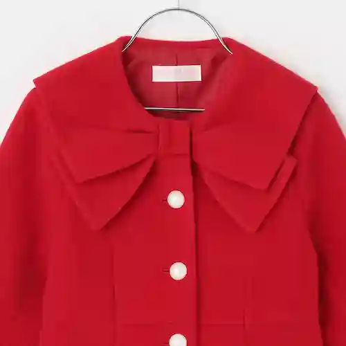 リボンカラー ウールコートの画像3