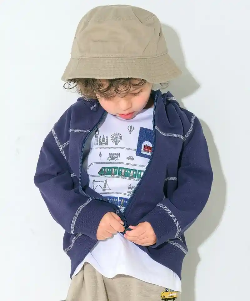 フード取り外し可能 ジップアップパーカーの画像4