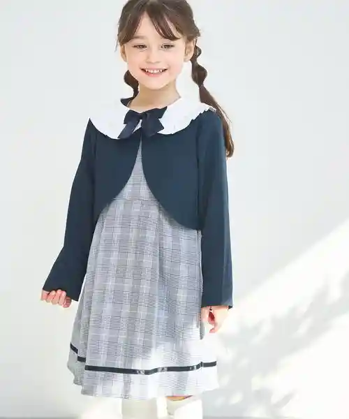 【オケージョン対応】ガールズ ボレロセット シフォン袖 ノーカラーワンピースの画像1