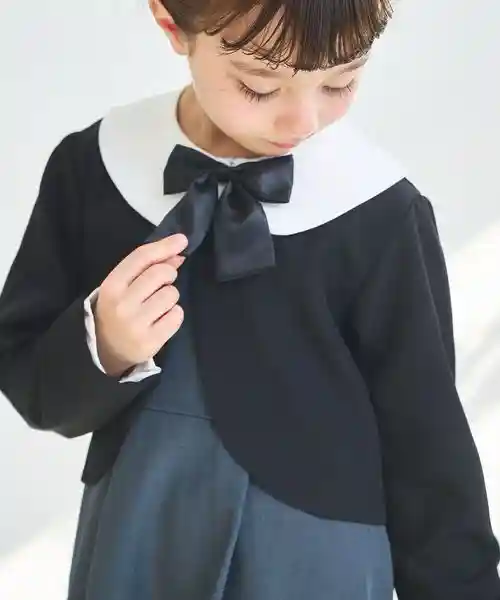 【オケージョン対応】ガールズ ボレロセット シフォン袖 ノーカラーワンピースの画像2