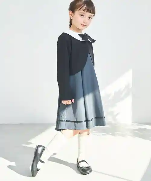 【オケージョン対応】ガールズ ボレロセット シフォン袖 ノーカラーワンピースの画像3