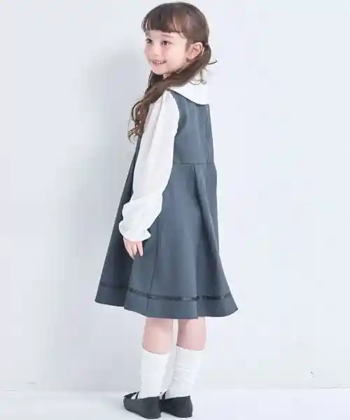 【オケージョン対応】ガールズ ボレロセット シフォン袖 ノーカラーワンピースの画像4