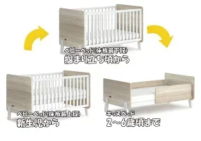 ナッティの床板上段・下段とキッズベッドへの変更図