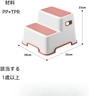 幅30cm・奥行33cm・高さ23cm、材質PPとTPR、1歳以上と記載された寸法図